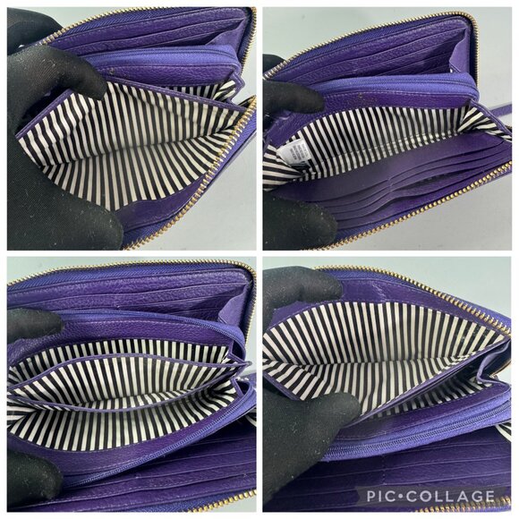Kate Spade Lacey Cobble Hill Dark Violet Leather Zip Clutch Wallet (Ret$198) - Picture 14 of 15